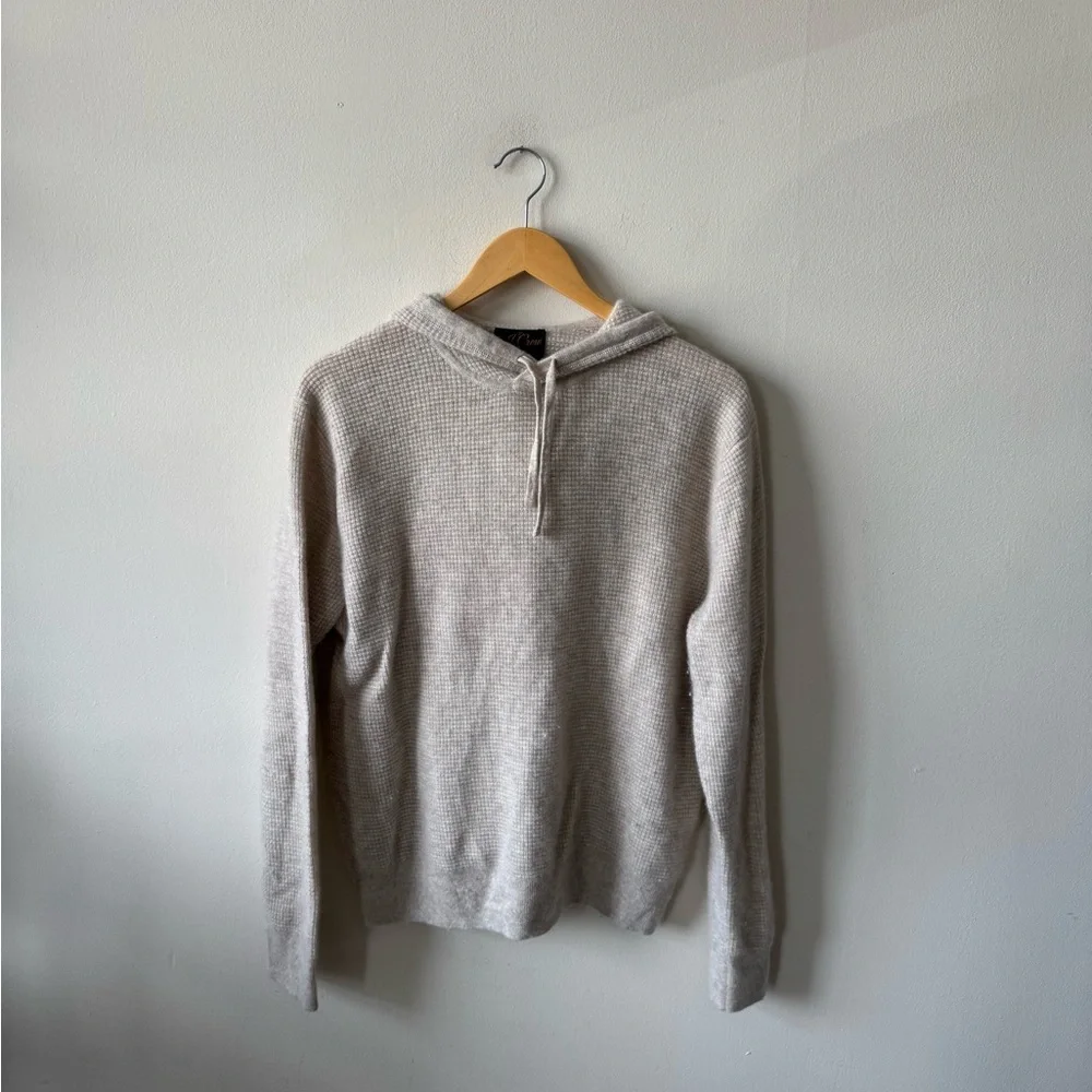 J. Crew Beige Cashmere Waffle Knit Hoodie